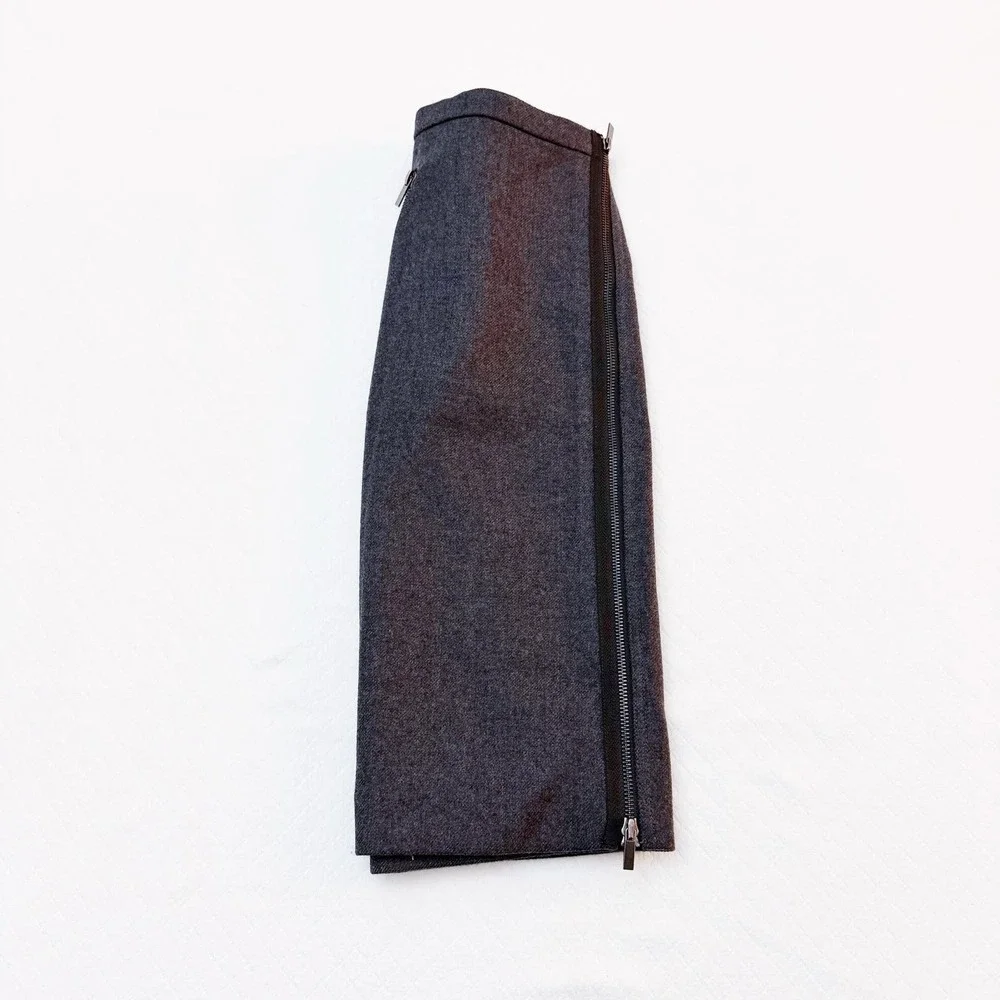 J. Crew Wool Pencil Skirt Zippered Accents Size OO Mint